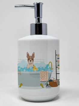 Fawn Boston Terrier Ceramic Hand Soap Dispenser product image at NuMercy