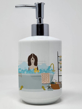 Liver English Springer Spaniel Ceramic Hand Soap Dispenser product image at NuMercy