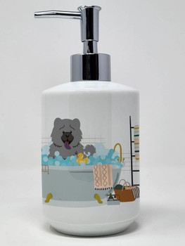 Blue Chow Chow in Bathtub Ceramic Hand Soap Dispenser product image at NuMercy