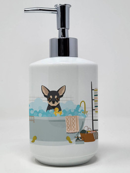 Black and Cream Chihuahua Ceramic Hand Soap Dispenser product image at NuMercy