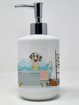 Cream Dapple Dachshund Ceramic Hand Soap Dispenser product image at NuMercy
