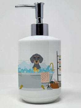 Blue and Tan Dachshund Ceramic Hand Soap Dispenser product image at NuMercy