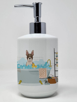 Brindle Boston Terrier Ceramic Hand Soap Dispenser product image at NuMercy
