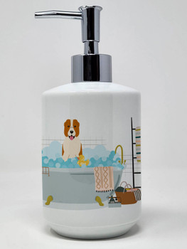 Central Asian Shepherd Dog in Bathtub Ceramic Hand Soap Dispenser product image at NuMercy