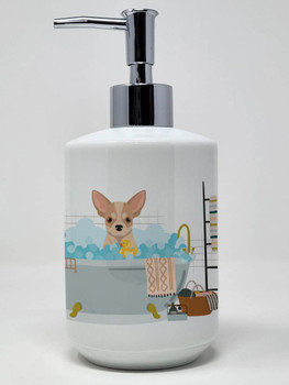 Fawn and White Chihuahua Ceramic Hand Soap Dispenser product image at NuMercy