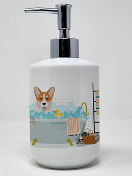 Red Cardigan Corgi Ceramic Hand Soap Dispenser product image at NuMercy