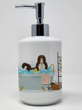 Liver and White Shih Tzu Ceramic Hand Soap Dispenser product image at NuMercy