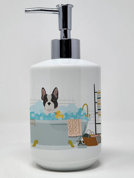 Black and White French Bulldog Ceramic Hand Soap Dispenser product image at NuMercy