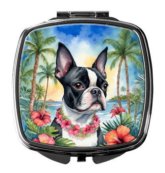 Boston Terrier Luau Compact Decorative Travel Makeup Mirror DAC6382 product image at NuMercy