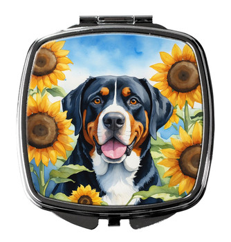 Greater Swiss Mountain Dog in Sunflowers Compact Decorative Travel Makeup Mirror product image at NuMercy