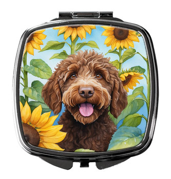 Labradoodle in Sunflowers Compact Decorative Travel Makeup Mirror DAC6112 product image at NuMercy