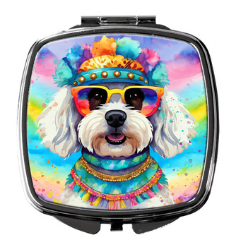 Bichon Frise Hippie Dawg Compact Decorative Travel Makeup Mirror DAC2464 product image at NuMercy
