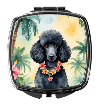 Black Poodle Luau Compact Decorative Travel Makeup Mirror DAC6497 product image at NuMercy