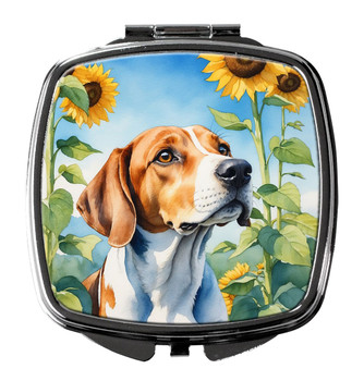 English Foxhound in Sunflowers Compact Decorative Travel Makeup Mirror product image at NuMercy