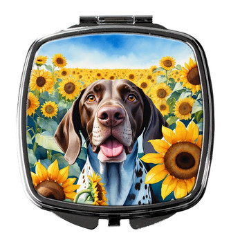 German Shorthaired Pointer in Sunflowers Compact Decorative Travel Makeup Mirror product image at NuMercy