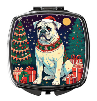 White Boxer Christmas Compact Decorative Travel Makeup Mirror product image at NuMercy