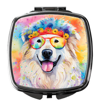 Great Pyrenees Hippie Dawg Compact Decorative Travel Makeup Mirror DAC2517 product image at NuMercy