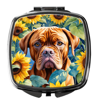 Dogue de Bordeaux in Sunflowers Compact Decorative Travel Makeup Mirror product image at NuMercy