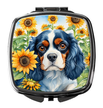 Cavalier Spaniel in Sunflowers Compact Decorative Travel Makeup Mirror DAC6049 product image at NuMercy