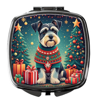 Schnauzer Christmas Compact Decorative Travel Makeup Mirror product image at NuMercy
