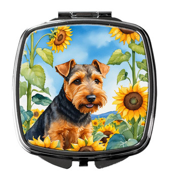 Welsh Terrier in Sunflowers Compact Decorative Travel Makeup Mirror product image at NuMercy