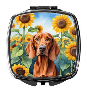 Redbone Coonhound in Sunflowers Compact Decorative Travel Makeup Mirror product image at NuMercy