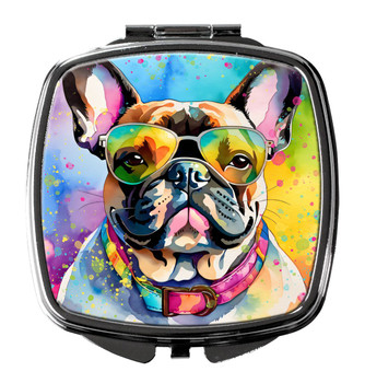 French Bulldog Hippie Dawg Compact Decorative Travel Makeup Mirror DAC2509 product image at NuMercy