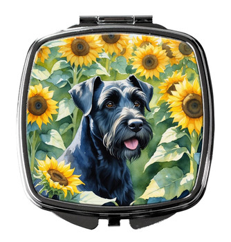 Giant Schnauzer in Sunflowers Compact Decorative Travel Makeup Mirror product image at NuMercy