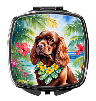 Sussex Spaniel Luau Compact Decorative Travel Makeup Mirror product image at NuMercy