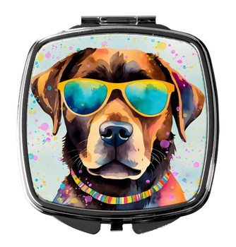 Chocolate Labrador Hippie Dawg Compact Decorative Travel Makeup Mirror DAC2523 product image at NuMercy