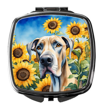 Great Dane in Sunflowers Compact Decorative Travel Makeup Mirror DAC6092 product image at NuMercy