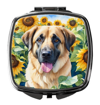 Anatolian Shepherd in Sunflowers Compact Decorative Travel Makeup Mirror product image at NuMercy