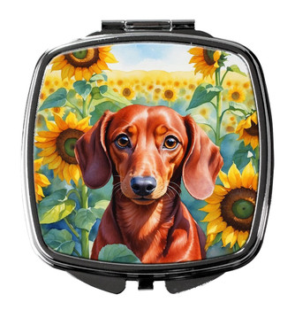 Dachshund in Sunflowers Compact Decorative Travel Makeup Mirror DAC6065 product image at NuMercy
