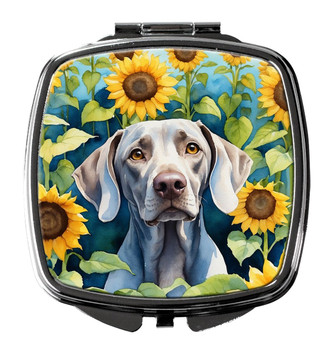 Weimaraner in Sunflowers Compact Decorative Travel Makeup Mirror product image at 