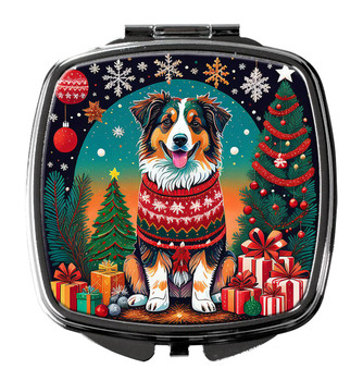 Australian Shepherd Christmas Compact Decorative Travel Makeup Mirror product image at 