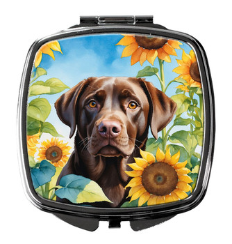 Labrador Retriever in Sunflowers Compact Decorative Travel Makeup Mirror DAC6110 product image at NuMercy