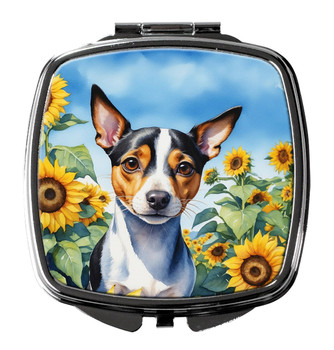 Rat Terrier in Sunflowers Compact Decorative Travel Makeup Mirror product image at NuMercy