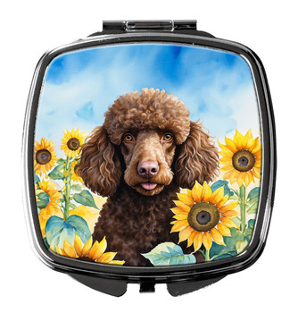 Chocolate Poodle in Sunflowers Compact Decorative Travel Makeup Mirror DAC6140 product image at NuMercy