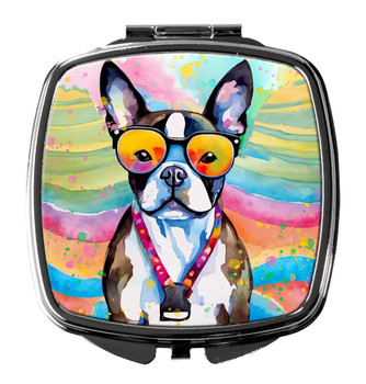 Boston Terrier Hippie Dawg Compact Decorative Travel Makeup Mirror DAC2467 product image at NuMercy