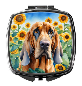 Bloodhound in Sunflowers Compact Decorative Travel Makeup Mirror product image at NuMercy