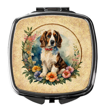 Welsh Springer Spaniel and Flowers Compact Decorative Travel Makeup Mirror product image at NuMercy