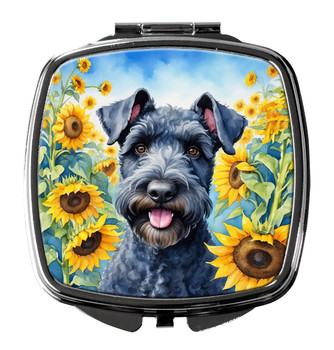 Kerry Blue Terrier in Sunflowers Compact Decorative Travel Makeup Mirror product image at NuMercy