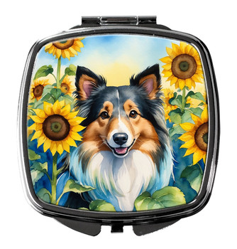Sheltie in Sunflowers Compact Decorative Travel Makeup Mirror product image at NuMercy