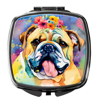 English Bulldog Hippie Dawg Compact Decorative Travel Makeup Mirror DAC2476 product image at NuMercy