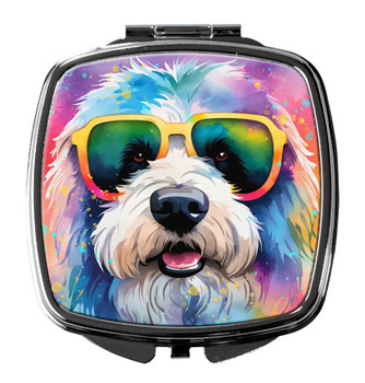Old English Sheepdog Hippie Dawg Compact Decorative Travel Makeup Mirror DAC2536 product image at NuMercy