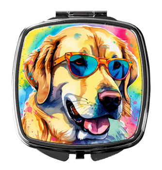 Yellow Labrador Hippie Dawg Compact Decorative Travel Makeup Mirror DAC2529 product image at NuMercy