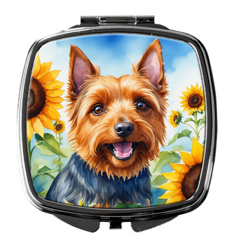 Australian Terrier in Sunflowers Compact Decorative Travel Makeup Mirror product image at NuMercy
