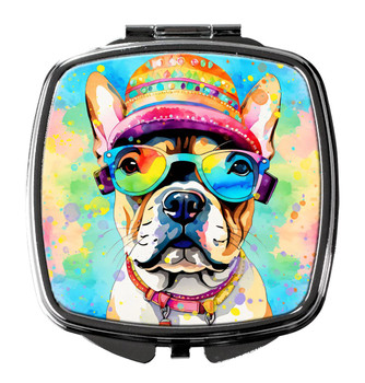 French Bulldog Hippie Dawg Compact Decorative Travel Makeup Mirror DAC2508 product image at NuMercy