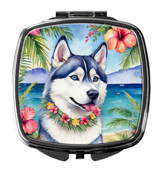 Siberian Husky Luau Compact Decorative Travel Makeup Mirror product image at NuMercy