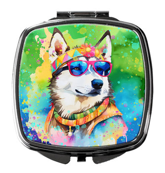 Siberian Husky Hippie Dawg Compact Decorative Travel Makeup Mirror DAC2564 product image at NuMercy
